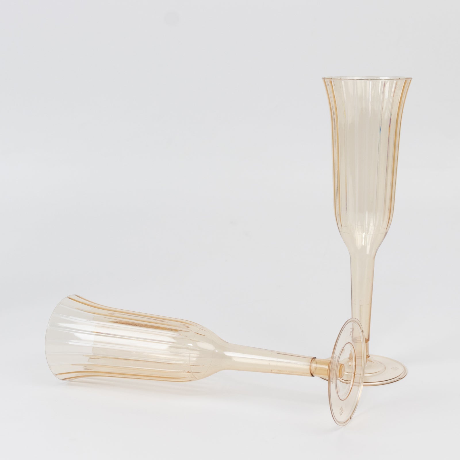 24-Pack Plastic Champagne Flutes 6oz Transparent Amber Gold Flared Design - Image 2